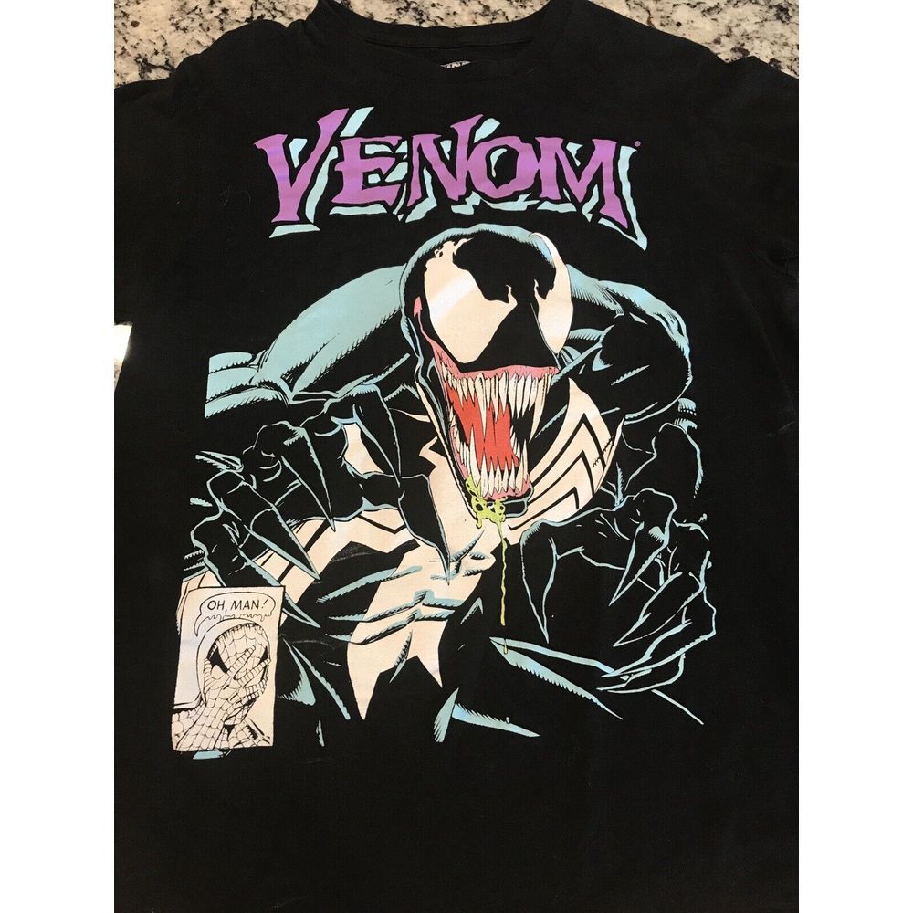 Rare Version Venom Mens Marvel Black T Shirt Small Marvel Comic 17" Pit To Pit